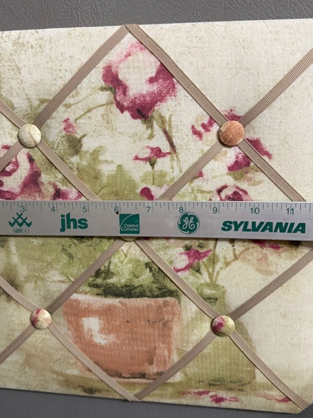 Magnetic Floral Bulletin Board Quilted 12x12 For Pictures Notes and More